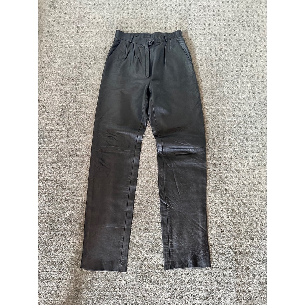 Vera Pelle Leather Trousers 46 Black Excellent